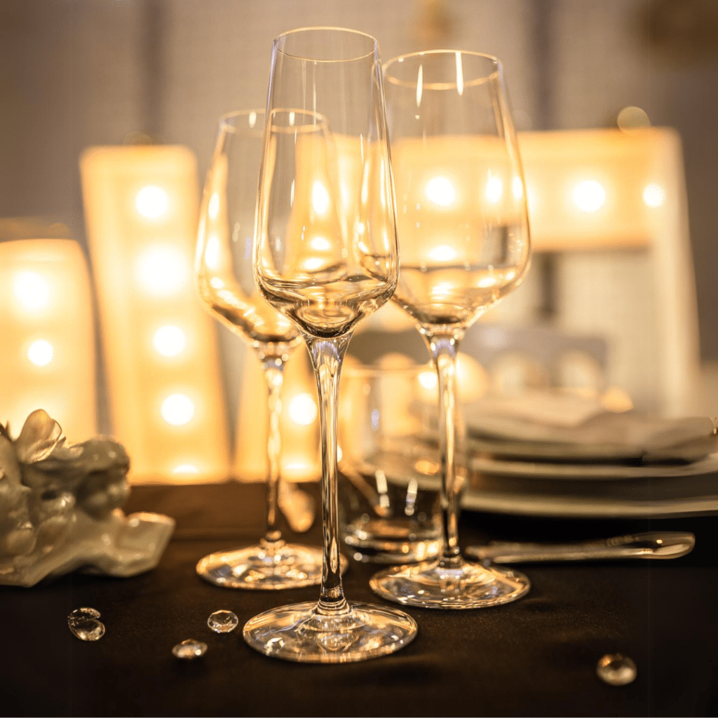 Verres Aley, eau, vin et champagne