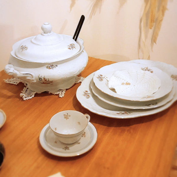 Assiettes vintage de différentes tailles avec le service vintage